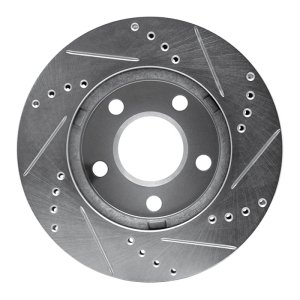 Chevrolet Malibu Brake Rotor (1) - Front Left - R1 Concepts - Drilled & Slotted - Silver - `97-`05